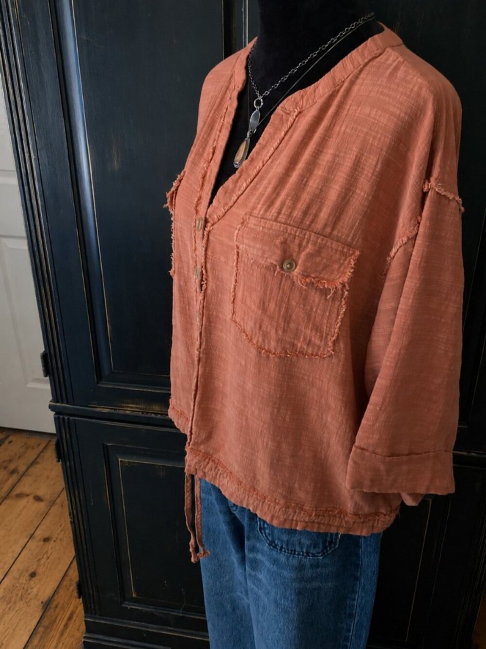 CATO - Women’s Boho Button Up Utility Shirt Crop Top - Size 14/16W